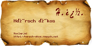 Hársch Ákos névjegykártya